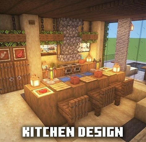 Mc Interior, Minecraft Kitchen Design, Kitchen Minecraft, Mansion Minecraft, Minecraft House Interior, Minecraft Storage, Minecraft Decor, Minecraft Kitchens, Construction Minecraft