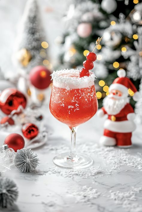 Dirty Santa Dirty Santa Drink Recipe, Santa Cocktail Christmas Drinks, Santa Claus Drink, Dirty Santa Cocktail, Pink Christmas Drink, Dirty Santa Drink, Pink Christmas Cocktail, Cute Christmas Drinks, Santa Cocktail