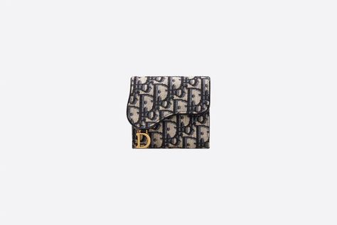 Saddle Lotus Wallet Blue Dior Oblique Jacquard - Bags - Women's Fashion | DIOR Blue Dior, Dior Oblique, Dior Saddle, Bag Women Fashion, Luxury Wallet, Dior Wallet, Stirrups, Fold Wallet, Timeless Accessories