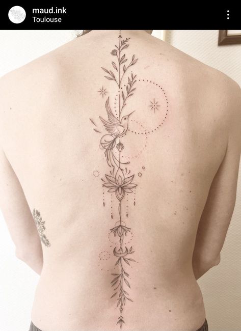 Bird Spine Tattoo, Personal Growth Tattoo, Flower Back Tattoo, Growth Tattoo, Mama Tattoo, Majestic Tree, Tree Tattoos, Flower Tattoo Back, Spine Tattoos For Women