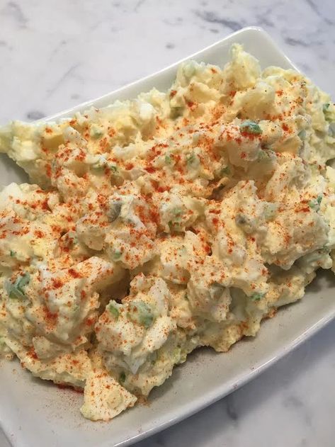 Classic American Potato Salad – The Food Nanny Potato Salad No Mayo, The Food Nanny, American Potato Salad, Sweet Pickle Relish, Pepper Mayo, Southern Potato Salad, Potato Salad Recipe Easy, Crunchy Potatoes, Potato Salad With Egg