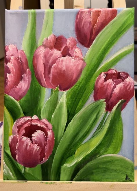 Tulips, oil painting on canvas Tulips Art, Illustrator Artist, Sketch Markers, Traditional Techniques, Tulips, Oil Painting, Art Painting, Art Inspiration, Drawings