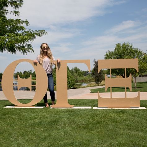 How to Make Large Standing Greek Letters | Woodland Manufacturing Cheer Decor, Wooden Greek Letters, Letters Stencils, Large Wood Letters, Creative Chair, Large Wooden Letters, Rush Week, Pta Ideas, Free Standing Letters