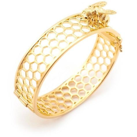 Bill Skinner Honey Comb Bee Bangle (180 AUD) ❤ liked on Polyvore featuring jewelry, bracelets, gold jewelry, bangle cuff bracelet, bracelets bangle, bee jewelry and hinged bracelet Honeycomb Ring, Honeycomb Necklace, Bracelets Bangle, Bee Honeycomb, Bangle Gold, Magnetic Jewelry, Bee Jewelry, Bee Mine, Gold Plated Bangles