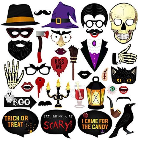 35pcs Halloween Photo Booth Props Decoration Creative Spooky for Trick or Treat Party Puchin Photo Booth Halloween, Fancy Party Decorations, Halloween Party Photo Booth, Photobooth Selfie, Halloween Photo Booth Props, Selfie Props, Halloween Photo Props, Halloween Party Photo, Photo Props Diy