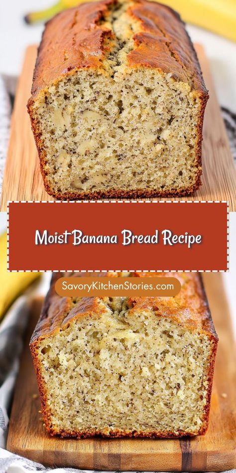 Looking for the perfect way to use overripe bananas? This Moist Banana Bread Recipe will take your baking to the next level! Enjoy a deliciously soft and flavorful treat that’s perfect for breakfast or dessert. Don't forget to save this recipe for your next baking adventure! Simply Banana Bread, Banana Bread Recipe Two Bananas, Best Moist Banana Bread Recipe Easy, 2 Loaves Banana Bread Recipe, Basic Banana Bread, Bread Banana Recipes, Banana Bread With Cake Flour, Banana Bread Pioneer Woman, Trisha Yearwood Banana Bread