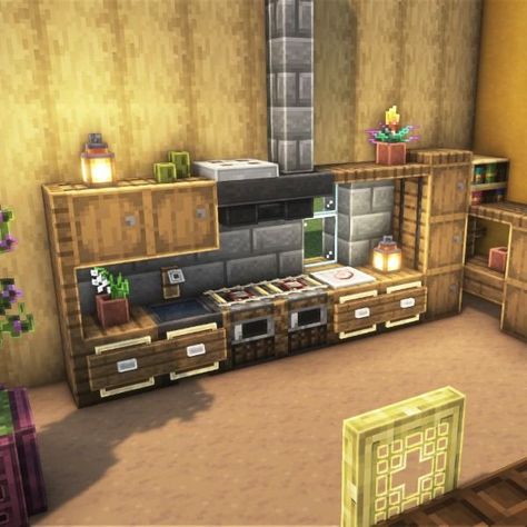 Kitchen Designs Minecraft, Kitchen Decor Minecraft, Easy Minecraft Kitchen Ideas, Minecraft Building Kitchen Ideas, Minecraft Kitchens Ideas, Cute Kitchen Minecraft Ideas, Kitchens In Minecraft, Minecraft Kitchen Ideas No Mods, Minecraft Survival Kitchen Ideas