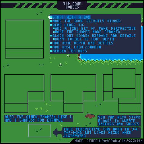 MiniBoss • Pixel art tutorials Top Down House Pixel Art, Pixel Art House Top Down, Top Down Sprite, Pixel Top Down, Pixel Art House, Top Down Pixel Art, Top Down Perspective, Pixel Art Hard, How To Pixel Art