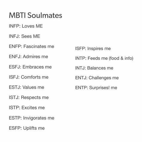 "MBTI Soulmates" - #infj #enfp #enfj #isfp #istp #esfp #estp #isfj #istj #esfj #estj #entj #entp #intj #intp #infp #myersbriggs #mbti #personalitytype #personality #soulmates #soulmate Mbti Tumblr, Mbti Istp, Mbti Facts, Aleksander Morozova, Entp Personality, Intp Mbti, Personality Art, Isfj Personality, Myers Briggs Personality Test