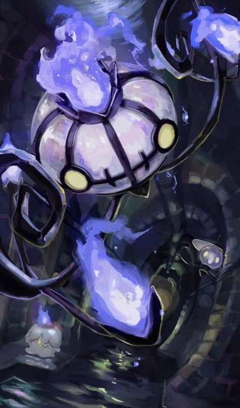 Pokemon Starters Wallpaper, Pokemon Halloween Art, Ghost Pokemon Art, Halloween Pokemon Wallpaper, Chandelure Art, Ghost Pokemon Wallpaper, Pokemon Chandelure, Scary Pokemon, Halloween Pokemon