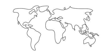 World Map Minimalist, World Map Vector, Map Monde, World Map Outline, Word Map, Minimalistic Art, Earth Globe, One Line Drawing, Global Network