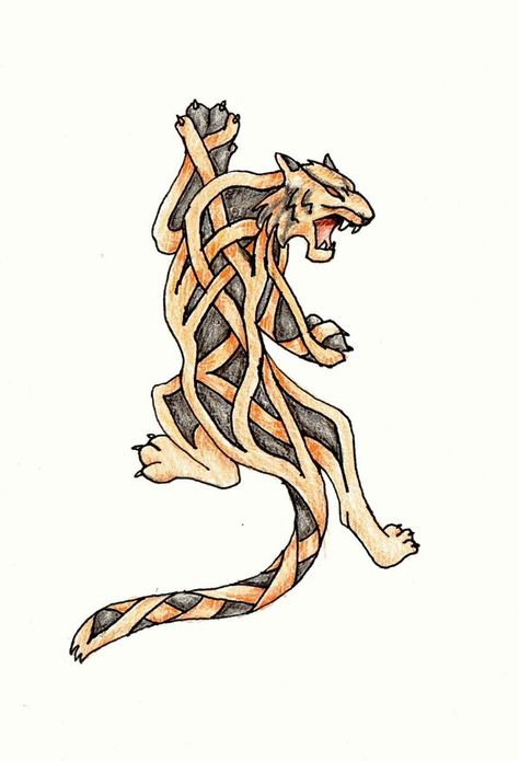 Celtic tiger Celtic Tiger, Tiger Art, Vikings, Knot, Humanoid Sketch, Tattoos, Art