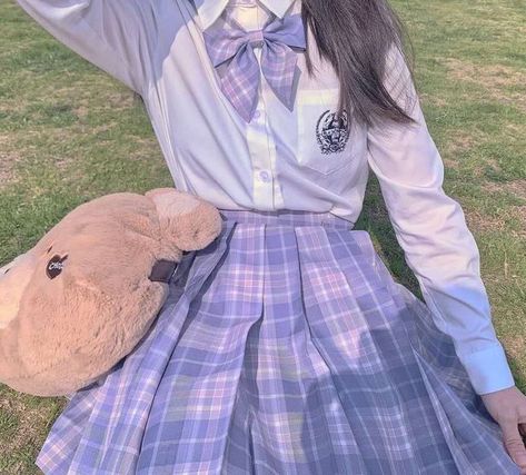 ac796a52db3f16bbdb6557d3d89d1c5adesc50957152ri Preppy Mode, Mini Skirt Summer, School Uniform Skirts, Womens Pleated Skirt, School Uniform Outfits, Plaid Pleated Skirt, Purple Skirt, Estilo Preppy, Kawaii Fashion Outfits