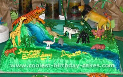 Jungle Cake Ideas, Adoption Cake, Safari Party Ideas, Safari Birthday Cake, Safari Kids Party, Zoo Cake, Birthday Cake Inspiration, Shark Themed Birthday Party, Diy Birthday Cake