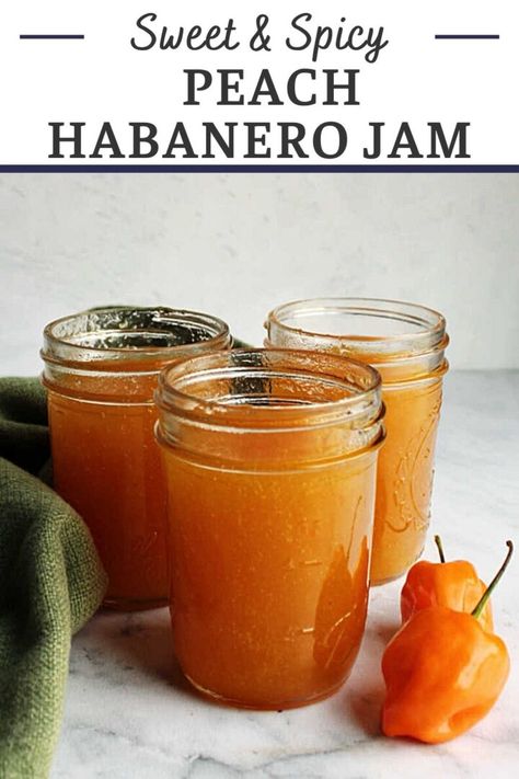 Peach Habanero Hot Sauce Recipe, Canning Tatum, Glaze For Pork Chops, Habanero Jelly Recipe, Peach Habanero Jam, Habanero Jam, Habanero Recipes, Canning Jams, Habanero Jelly