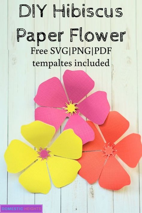 free hawaiian hibiscus paper flower template svg Cricut Hibiscus Flower, Hibiscus Flower Template, Hibiscus Paper Flower, Paper Flowers Template, Free Paper Flower Templates, Paper Flowers For Kids, Flowers Template, Outdoor Garland, Tissue Paper Flowers Diy