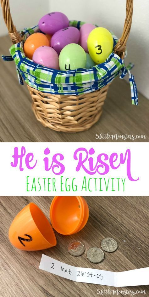 Easter Egg Scriptures, Easter Egg Christ Story, Ressurection Eggs Preschool, He Is Risen Activities, The Great Eggscape Activities, Lds Easter Activities, Christian Easter Egg Hunt, Biblical Crafts, Easter Story Eggs