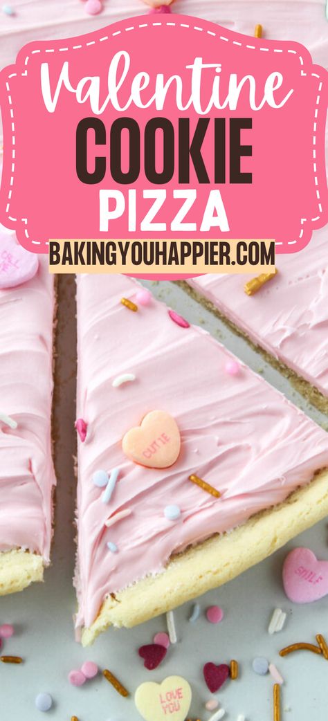 Valentine Cookie Pizza, a super easy to make sugar cookie pizza that you can top with any or all of your favorite Valentine candy! Valentine Baking Recipes, Sugar Cookie Pizza, Easy Sandwiches, Awesome Cookies, Pizza Baking, Valentine Cookie, Valentines Baking, Cookie Pizza, Valentine Desserts