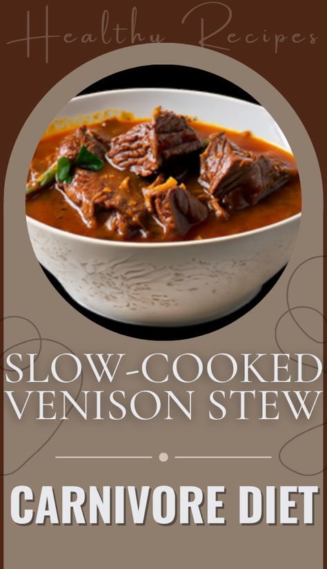 Try this delicious Slow-Cooked Venison Stew recipe. For more recipes follow my page. #carnivorediet #carnivore #healthyrecipes #upgradedhealth #recipes Carnivore Stew Recipes, Carnivore Venison Recipes, Carnivore Stew, Carnivore Beef Stew, Carnivore Soups And Stews, Carnivore Soup Recipes, Venison Meat, Venison Stew, Stew Meat Recipes