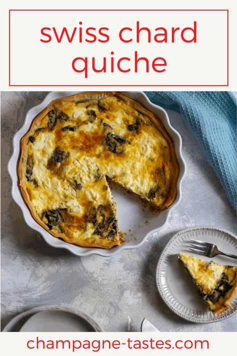 This swiss chard quiche uses eggs, fresh bitter greens, and goat cheese, and is easy to make ahead of time for a flavor-packed breakfast or brunch. Swiss Chard Quiche, Chard Quiche, Cooking Swiss Chard, Cheese Quiche Recipe, Braised Kale, Dinner Pies, Swiss Chard Recipes, Packed Breakfast, Night Recipes