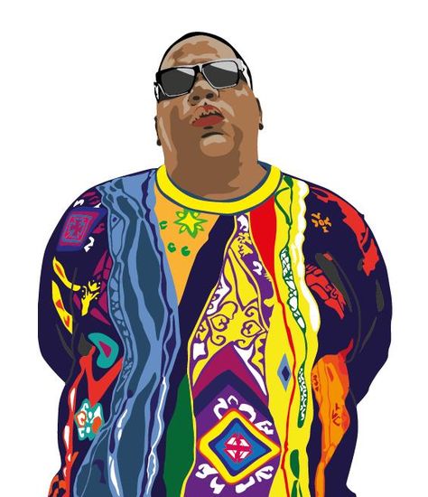 Notorious B.I.G. in Coogi Biggie Smalls Drawing, Tlc 90s, Biggie Smalls Art, Tupac Biggie, Free Clipart Downloads, Wutang Clan, 90's Hip Hop, Hip Hop Legends, Hip Hop Fashion 90s