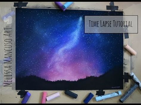 How to Draw a Night Sky with Soft Pastels | Real Time Tutorial - YouTube Oil Pastel Art Sky Tutorial, Soft Pastel Galaxy, Oil Pastel Galaxy Step By Step, Galaxy Painting Oil Pastel, Oil Pastel Space Art, Soft Pastel Art Ideas Easy, Soft Pastel Tutorial Step By Step, Oil Pastel Space, Galaxy Oil Pastel