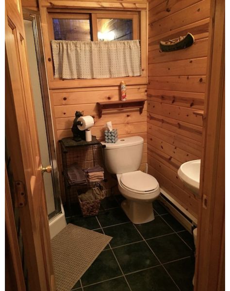 Small Cabin Bathroom, Pjo Cabins, Alaska Cabin, Cabin Bathroom, Cabin Bathrooms, Bathroom Walls, Small Cabin, Downstairs Bathroom, Dream House Decor