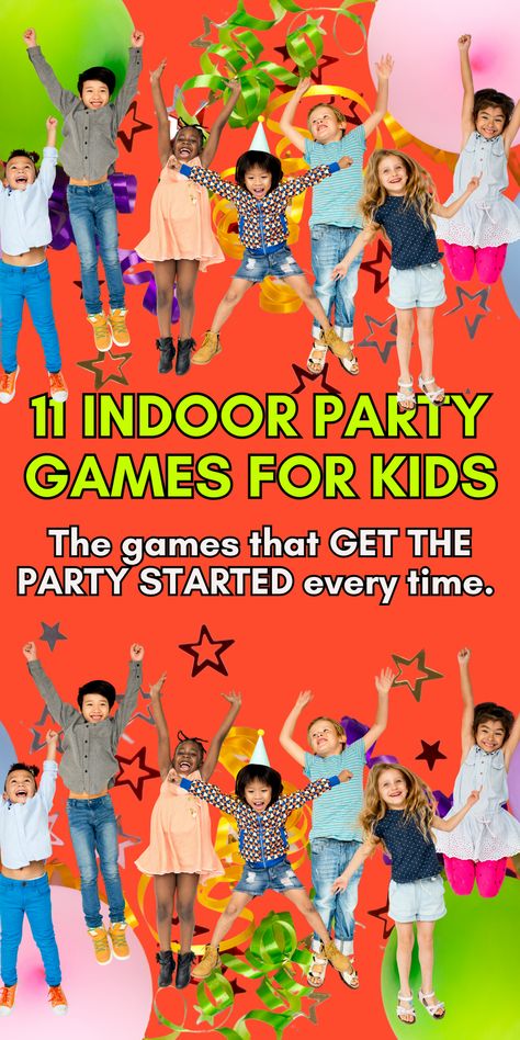 11 of the best indoor party games for kids, birthday party games kids love, indoor birthday party ideas, kids party planning, easy indoor kids party games, birthday rainy days indoor party games for kids, ideas for indoors party games for kids, Bday indoor party games for kids, fun indoor party games for kids, hosting an indoor birthday party for kids, fun activities for an indoor birthday party for kids, kids party games, classic kids party games that can be played indoors, prop-free kids games Fun Indoor Party Games, Party Games For Kids Birthday, Indoor Party Games For Kids, Games For Kids Birthday Party, Kids Party Games Indoor, Kid Games Indoor, Easy Kids Party, Easy Games For Kids, Indoor Party Games