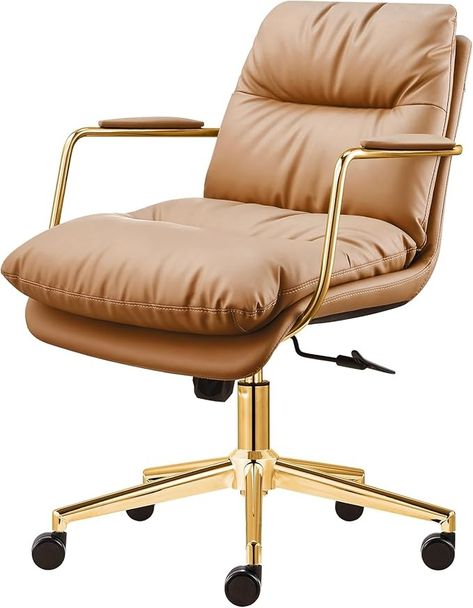 Amazon.com: dipperchair Home PU Leather Swivel Office Desk Chair Computer Chair with Support Armrests Rolling Swivel Wheels Height Adjustable Gold Frame for Office and Living Room : Home & Kitchen Clayton Homes, Best Office Chair, Swivel Wheels, Office Desk Chair, Computer Chair, Luxury Store, Desk Chair, Height Adjustable, Home Decor Furniture