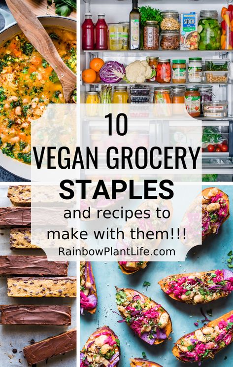 10 Healthy Vegan Grocery Staples I use regularly and are budget-friendly! Rainbow Plant Life, Vegan Staples, Butter Mashed Potatoes, Grocery Staples, Vegan Grocery List, Simple Desserts, Vegan Instant Pot Recipes, Vegan Pantry, Vegan Grocery