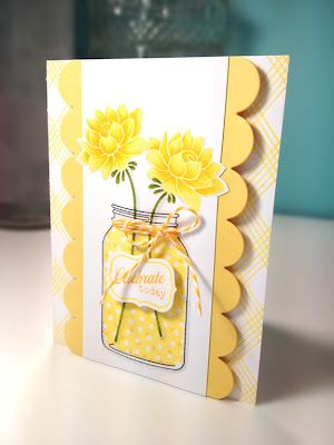 Love all the yellow and the layout Jar Inspiration, Friendship Jar, Jars Ideas, Paper Projects Diy, 3x3 Cards, Jar Fillers, Lavender Moon, Mason Jar Cards, Cards Craft