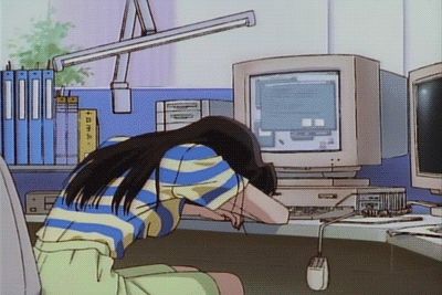 Asleep at the keyboard [Golden Boy] Anime Gifs, Vaporwave Aesthetic, Arte Inspo, Old Anime, 90s Anime, Aesthetic Gif, Retro Aesthetic, 8 Bit, الرسومات اللطيفة