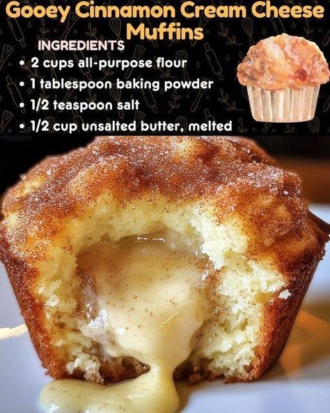 Muffin Recipes With Cream Cheese, Cream Cheese Cruffins, Deserts Made With Cream Cheese, Gooey Cinnamon Cream Cheese Muffins, Cream Cheese Filled Muffins, Cream Cheese Donut, Cinnamon Cream Cheese Muffins, Cream Cheese Muffins Easy, Amazing Muffins