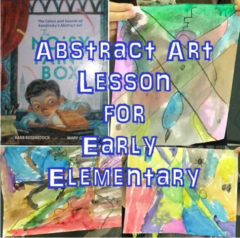 Abstract Art Lesson for Early Elementary Kandinsky For Kids, Abstract Art Lesson, Abstract Art Images, Kandinsky Art, Art Lessons For Kids, Kindergarten Crafts, Landscape Paintings Acrylic, Expressionist Painting, After School Program