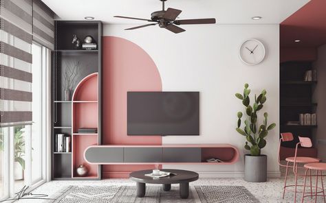 BLOCK COLOR on Behance Tv Wall Design Ideas, Colour Blocking Interior, Tv Unit Bedroom, Tv Unit Design Modern, Tv Unit Furniture Design, Space Tv, Modern Tv Wall Units, Tv Unit Interior Design, Modern Tv Units