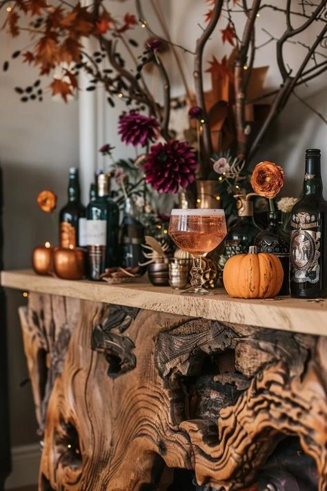 Spooky Halloween Bar Ideas for a Thrilling Bash Halloween Drink Station, Fall Wedding Bar, Halloween Bar Decor, Eerie Decor, Halloween Party Bar, Halloween Themed Snacks, Spooky Dinner, Drink Umbrellas, Vanilla Rum