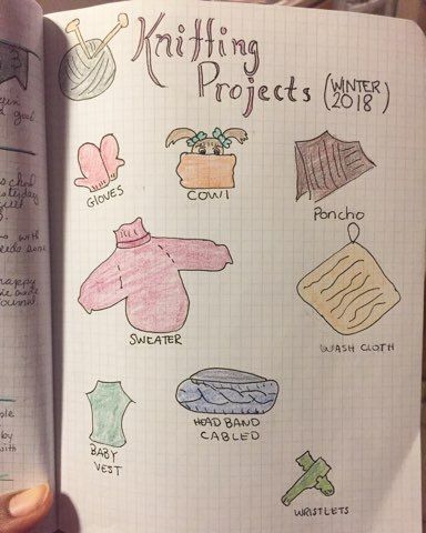 Knitting Journal Ideas, Crochet Bullet Journal, Crochet Bujo, Craft Tracker, Bullet Journal Knitting, Knitting Cartoon, Project Planners, Dream Catcher Crochet, Knitting Journal