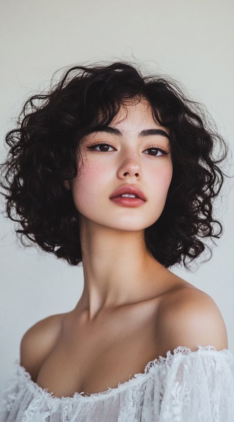 Medium Elegant Hairstyles, Short Haired Women, Portrait Short Hair, Face Foto, Reference Poses Portraits, Model Curly Hair, Elegant Portrait Photography, Photo Art Reference, Short Haired Girl