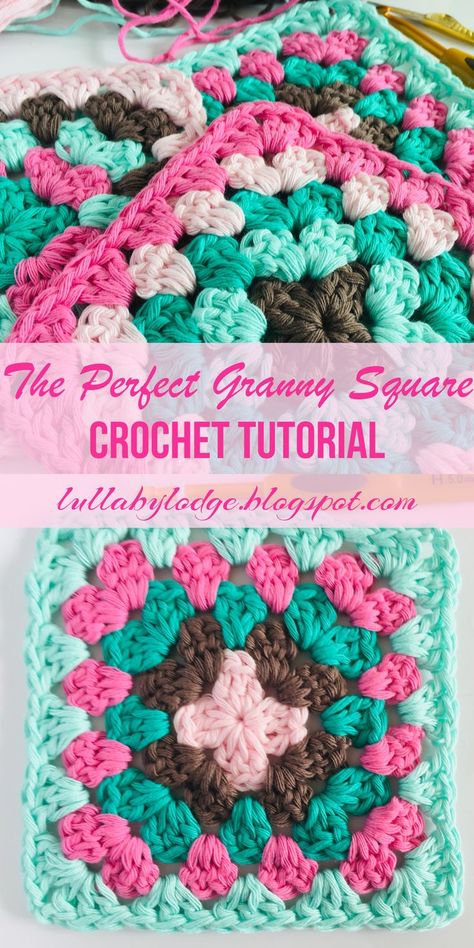 How To Granny Square Crochet, Perfect Granny Square, Projek Mengait, Granny Squares Crochet, Granny Square Häkelanleitung, Motifs Granny Square, Crochet Granny Square Tutorial, Square Crochet Pattern, Granny Square Crochet Patterns Free