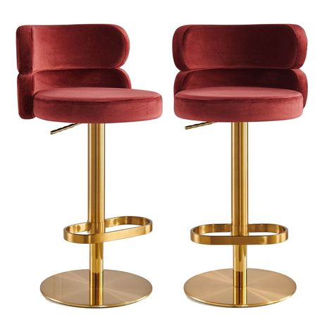 Everly Quinn Lochlainn Swivel Adjustable Height Stool | Wayfair Gold Bar Stools, Miami Apartment, Red Bar, Counter Height Bar Stools, Bar Chair, Red House, Stool Chair, Swivel Bar Stools, Kitchen Stools