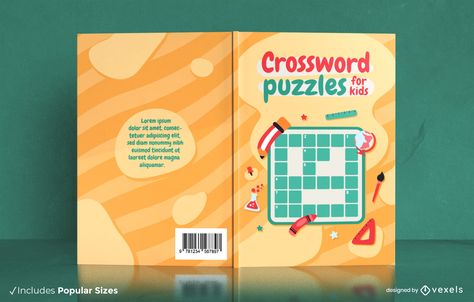 Puzzle Book Cover Design, Kids Book Cover Design, Kids Book Cover, Crossword Puzzles For Kids, Free Frames And Borders, Amazing Book Covers, Creative Book Cover Designs, Creative Book Covers, Notebook Cover Design