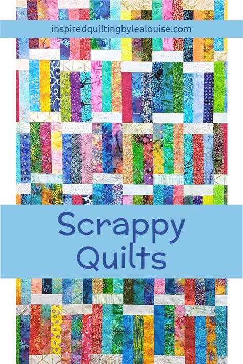 Scrappy Quilt Patterns Sewing Patterns, 1.5 Inch Strip Quilt, Scrap Quilts Patterns Leftover Fabric Tutorials, Batik Quilts Ideas Free Pattern, Free Scrappy Quilt Patterns, Scrap Quilt Patterns Free Simple, Strip Quilt Patterns Easy, Easy Scrap Quilts, Easy Fat Quarter Quilt Pattern