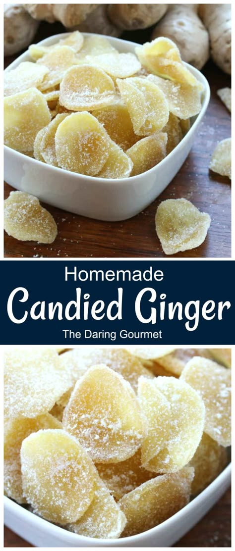 How To Make Candied Ginger Ginger Candy Recipe, Daring Gourmet, Table D Hote, Lemon Bread, Candied Ginger, Ginger Recipes, Homemade Candies, Dehydrator Recipes, Homemade Granola