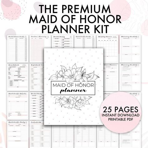 Maid of Honor Planner Organizer, Will You Be My Maid of Honor, Wedding Planner, Maid of Honour Proposal, 8.5x11 Bundle Digital Download | Printable Planner For Moms by  Elnora Culpepper Maid Of Honor Planner Printable Free, Wedding Day Kit, Covering Dress, Maid Of Honor Planner, Beauty Planner, Bachelorette Party Planner, Be My Maid Of Honor, Wedding Planning Guide, Planner Organiser