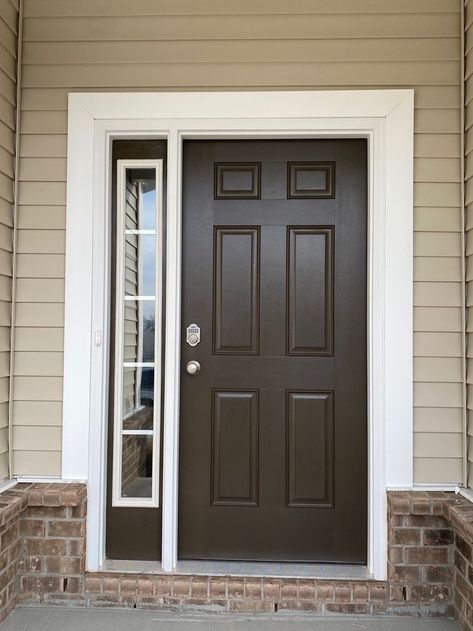 Front Door With One Sidelight, 6 Panel Front Door, Panel Front Door, Front Door Ideas, Plan Elevation, Patio Remodel, Home On The Range, Front Entry Doors, House Exteriors