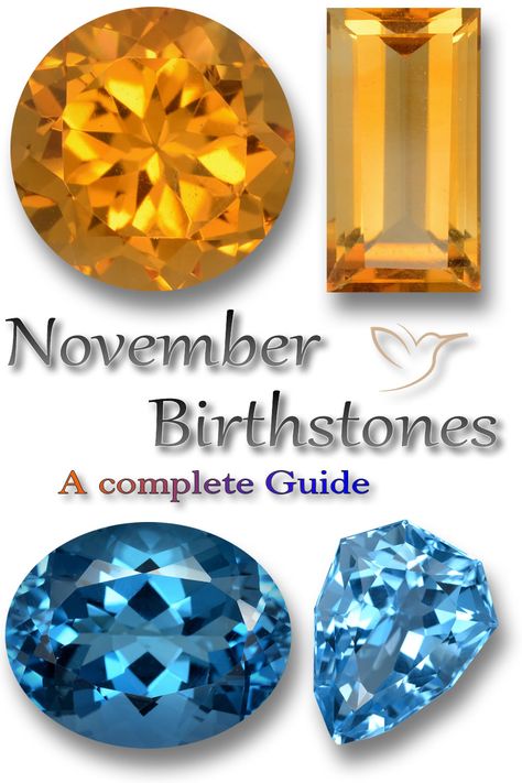 Citrine and Topaz offer stunning November birthstone choices for jewelry. Both gemstones are rich in cultural history and healing properties. A vast color range of topaz, as well as the rich yellows and oranges of citrine, are perfect for eye-grabbing November birthstone jewelry at affordable prices. #birthstone #gemstone #article #guide #gemstonearticle #stone #birthgemstone #citrine #citrinebirthstone #november #novemberbirthstone #topaz #topazbirthstone November Stone, December Images, Birth Stones, Birth Colors, Citrine Birthstone, November Birthstone Jewelry, Month Of November, Topaz Birthstone, November Month