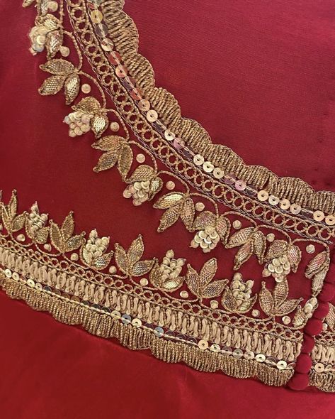 Kaftan Embroidery, Gota Patti Embroidery, Gotta Patti Work, Gota Embroidery, Bride Collection, Embroidery Borders, Gota Patti Work, Zardosi Embroidery, Pattu Saree Blouse Designs