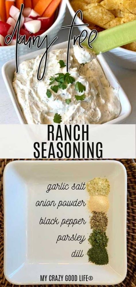 Dairy Free Ranch Seasoning, Dairy Free Ranch Recipe, Hidden Valley Ranch Seasoning, Homemade Ranch Mix, Dairy Free Ranch, Powdered Ranch Dressing, My Crazy Good Life, Dairy Free Ranch Dressing, Ranch Seasoning Recipes