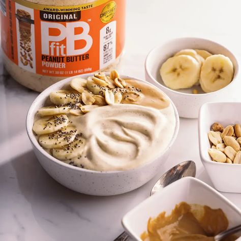 Peanut Butter Smoothie Bowl Peanut Butter Smoothie Bowl, Pb2 Recipes, Pb And J Smoothie, Pb Fit, Cinnamon Smoothie, Peanut Butter Smoothie, Soft Foods, Peanut Butter Powder, Peanut Butter Protein