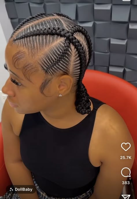 Criss Cross Braids Black Women, Four Braids Cornrow Criss Cross, Cross Over Cornrows Braids, Canrows Going Back, Corn Rolls With Knotless Braids, 4 Cross Stitch Braids, 4 Feedin Braids Style, Braids To The Back Hairstyles, Crisscross Stitch Braids